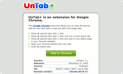 UnTab+ for Google Chrome