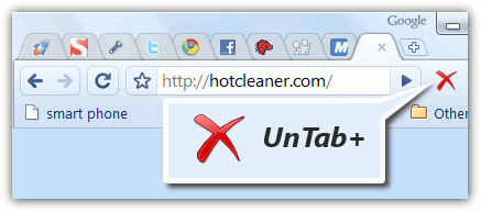 UnTab+ button on the Google Chrome toolbar
